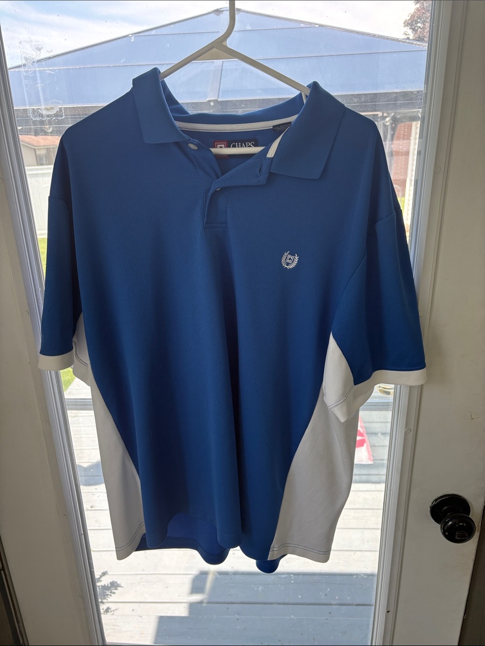 Chaps Men's Royal Blue and White Short-Sleeve Polo